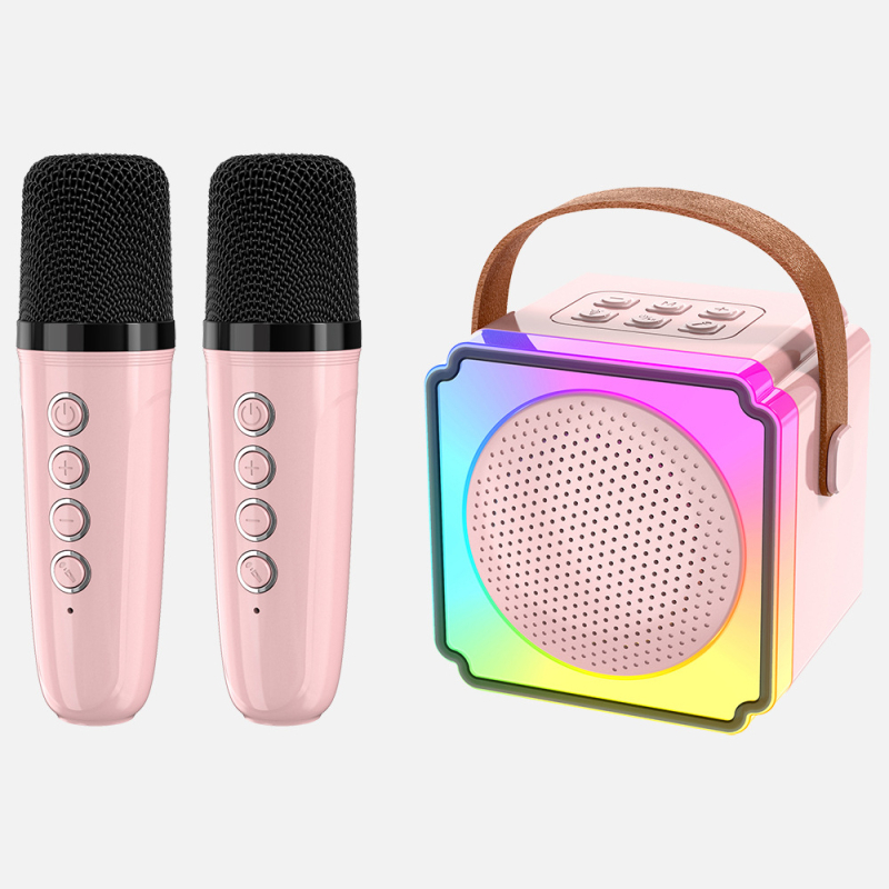 Pārvietoams mini bezvadu mikrofons ar iebūvētu Bluetooth skaļruni ārējai karaoke un mājas lietošanai — Bluetooth 5.3, iebūvēts akumulators 1200–2000 mAh, frekvenču diapazons 100 Hz–20 kHz, darbības attālums 10 m, 6 W