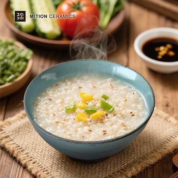 Miska na rezance Mishengyuan, keramická, guľatá, svetlý luxusný retro štýl, farba pod glazúrou, priemer 18–18,9 cm