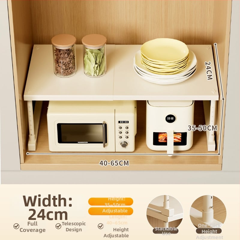 Kuhinjska proširiva polica za pohranu ispod sudopera, višeslojni organizator, od ugljičnog čelika