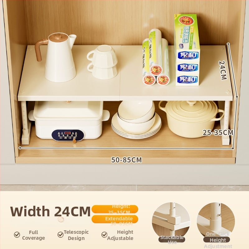 Kuhinjska proširiva polica za pohranu ispod sudopera, višeslojni organizator, od ugljičnog čelika