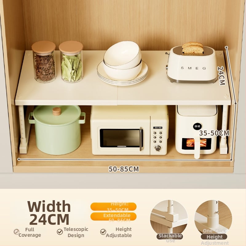 Kuhinjska proširiva polica za pohranu ispod sudopera, višeslojni organizator, od ugljičnog čelika