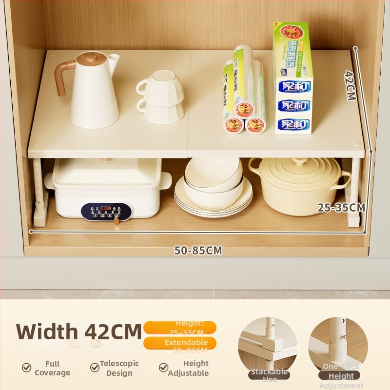 Kuhinjska proširiva polica za pohranu ispod sudopera, višeslojni organizator, od ugljičnog čelika