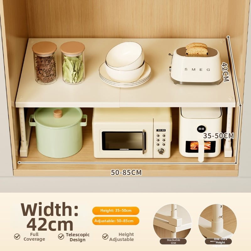 Kuhinjska proširiva polica za pohranu ispod sudopera, višeslojni organizator, od ugljičnog čelika