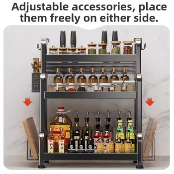 Sklopivi stalak za začine od ugljičnog čelika, višeslojni kuhinjski organizator, podni stalak, jednostavan moderni dizajn