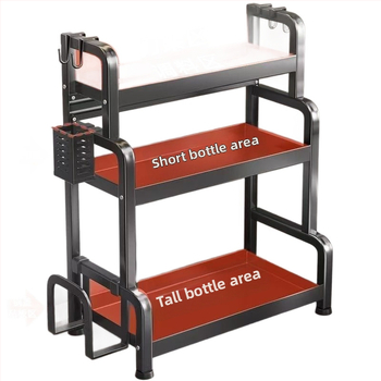 Sklopivi stalak za začine od ugljičnog čelika, višeslojni kuhinjski organizator, podni stalak, jednostavan moderni dizajn