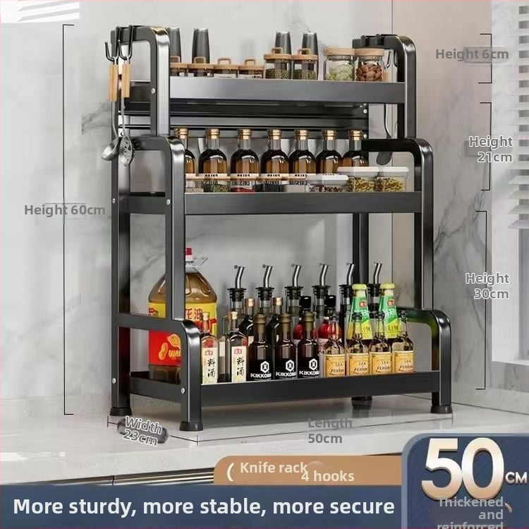 Sklopivi stalak za začine od ugljičnog čelika, višeslojni kuhinjski organizator, podni stalak, jednostavan moderni dizajn