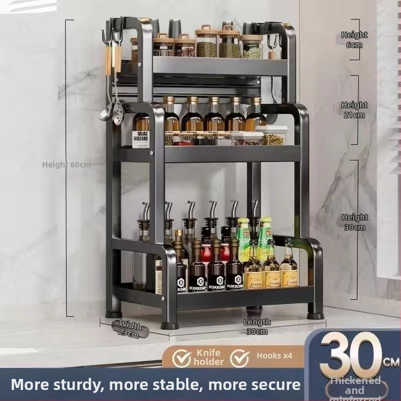 Sklopivi stalak za začine od ugljičnog čelika, višeslojni kuhinjski organizator, podni stalak, jednostavan moderni dizajn