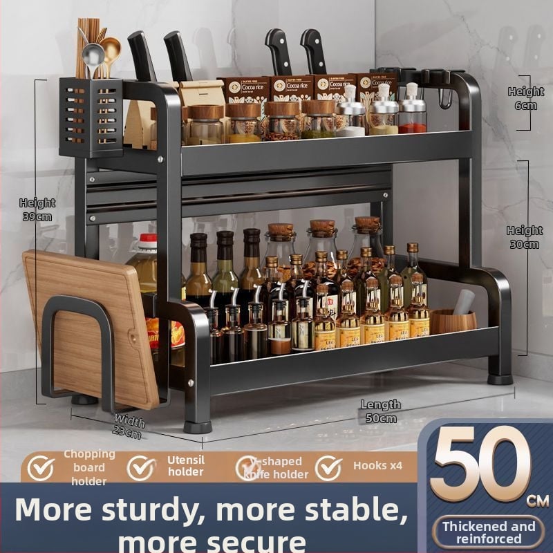Sklopivi stalak za začine od ugljičnog čelika, višeslojni kuhinjski organizator, podni stalak, jednostavan moderni dizajn