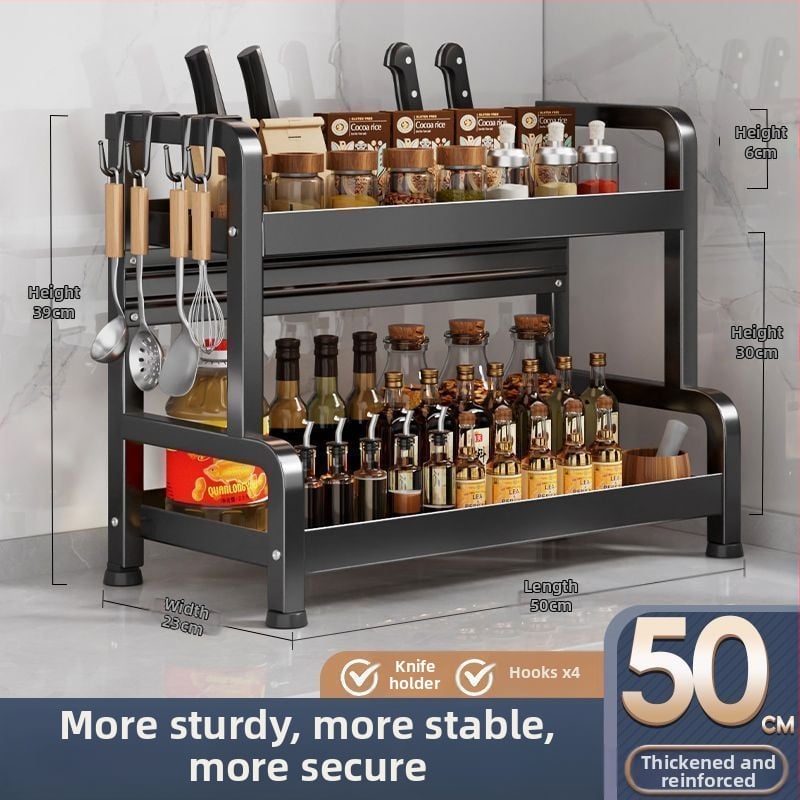 Sklopivi stalak za začine od ugljičnog čelika, višeslojni kuhinjski organizator, podni stalak, jednostavan moderni dizajn