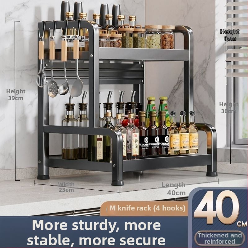 Sklopivi stalak za začine od ugljičnog čelika, višeslojni kuhinjski organizator, podni stalak, jednostavan moderni dizajn