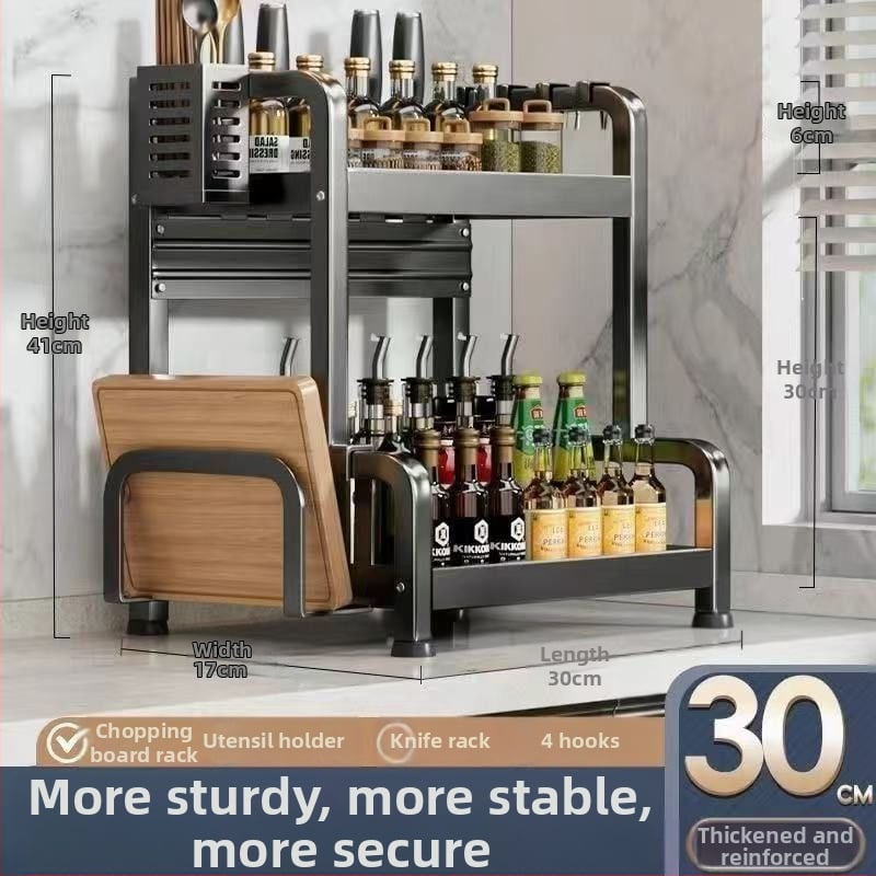 Sklopivi stalak za začine od ugljičnog čelika, višeslojni kuhinjski organizator, podni stalak, jednostavan moderni dizajn