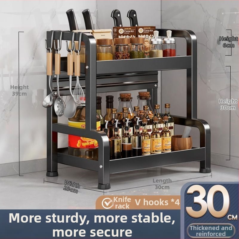 Sklopivi stalak za začine od ugljičnog čelika, višeslojni kuhinjski organizator, podni stalak, jednostavan moderni dizajn