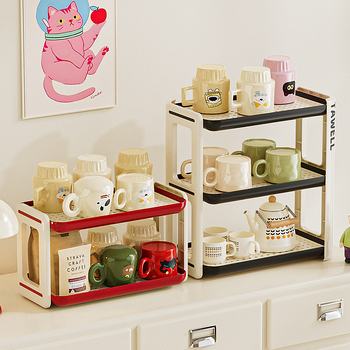 Plastmasinis puodelių laikiklis, daugiasluoksnis, šiuolaikiškas minimalistinis stilius, daugiafunkcinis