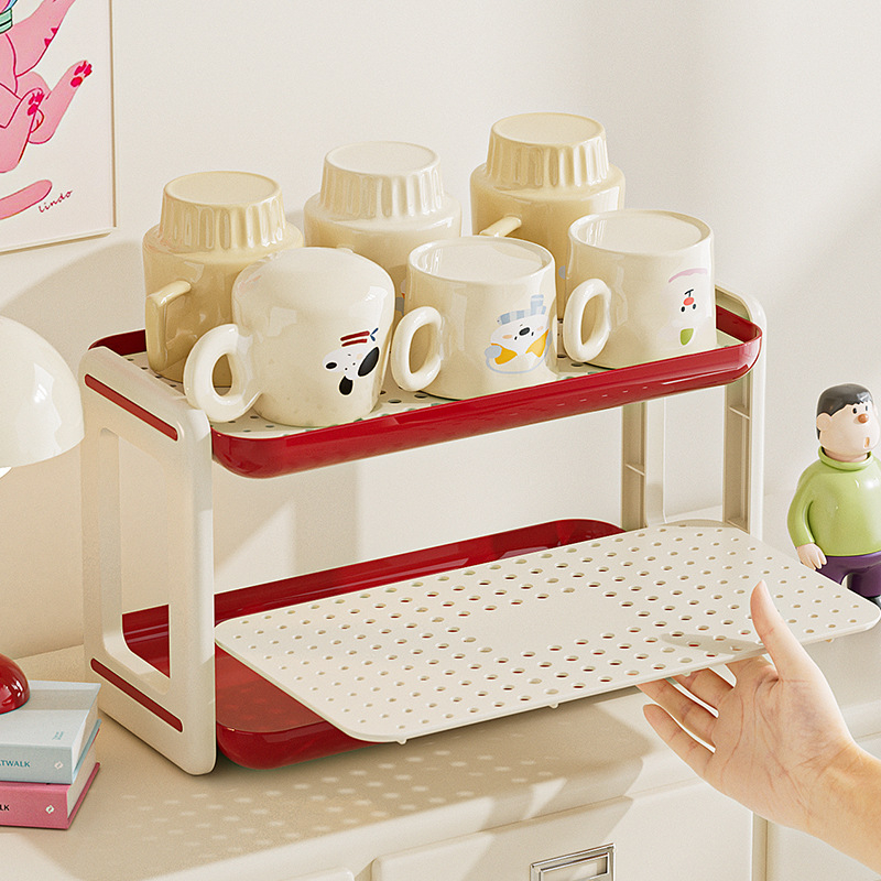 Plastmasinis puodelių laikiklis, daugiasluoksnis, šiuolaikiškas minimalistinis stilius, daugiafunkcinis