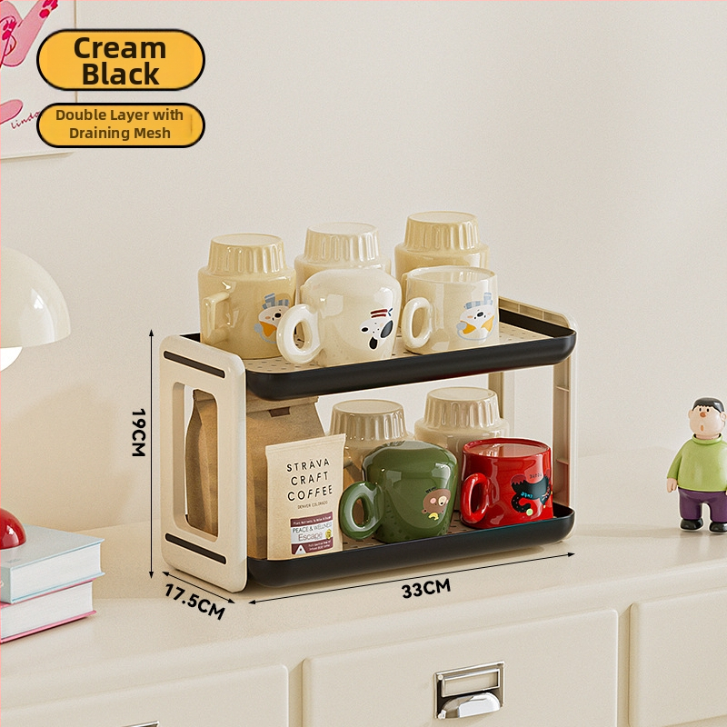 Plastmasinis puodelių laikiklis, daugiasluoksnis, šiuolaikiškas minimalistinis stilius, daugiafunkcinis