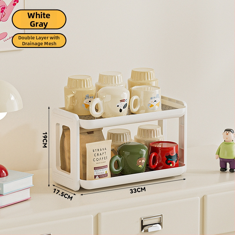 Plastmasinis puodelių laikiklis, daugiasluoksnis, šiuolaikiškas minimalistinis stilius, daugiafunkcinis