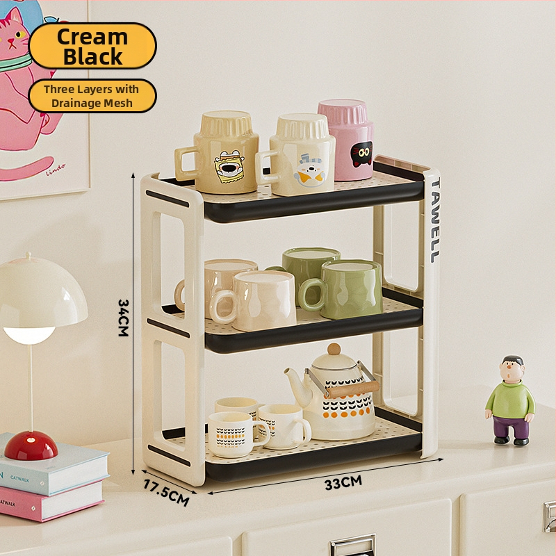 Plastmasinis puodelių laikiklis, daugiasluoksnis, šiuolaikiškas minimalistinis stilius, daugiafunkcinis