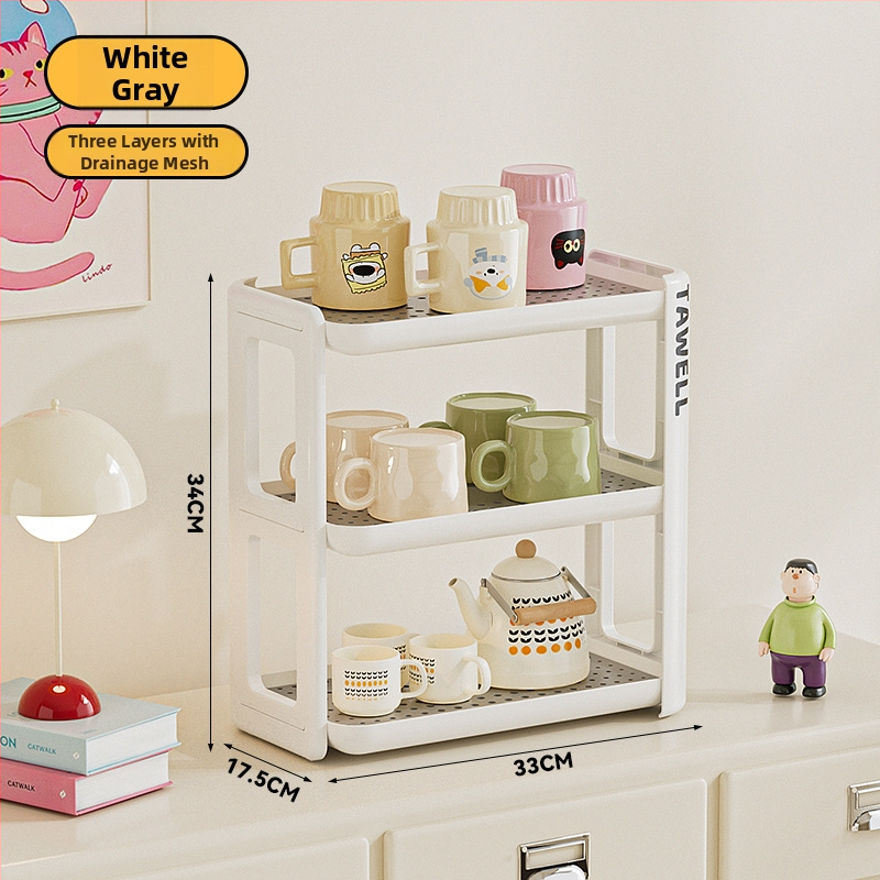 Plastmasinis puodelių laikiklis, daugiasluoksnis, šiuolaikiškas minimalistinis stilius, daugiafunkcinis