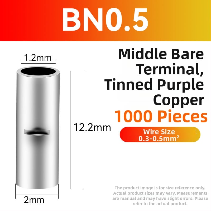 BN meďný krimpovací spoj – holý terminál a medzitýmový meďový spoj (Séria BN, 0,5–70)