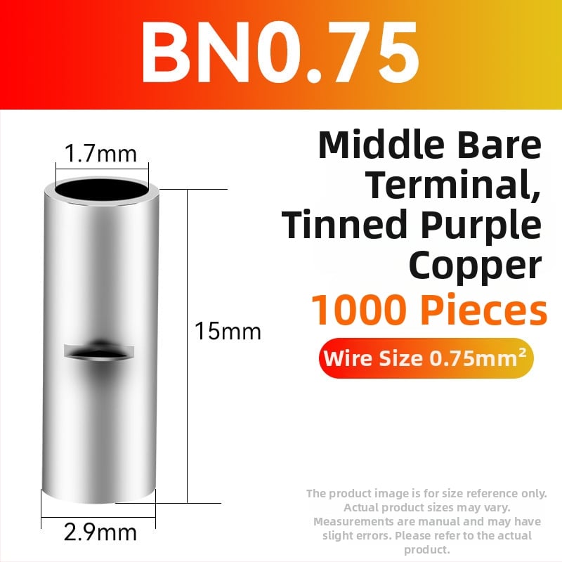 BN meďný krimpovací spoj – holý terminál a medzitýmový meďový spoj (Séria BN, 0,5–70)