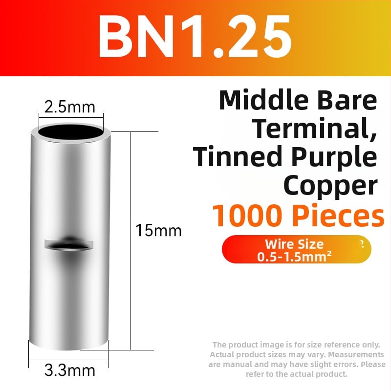 BN meďný krimpovací spoj – holý terminál a medzitýmový meďový spoj (Séria BN, 0,5–70)