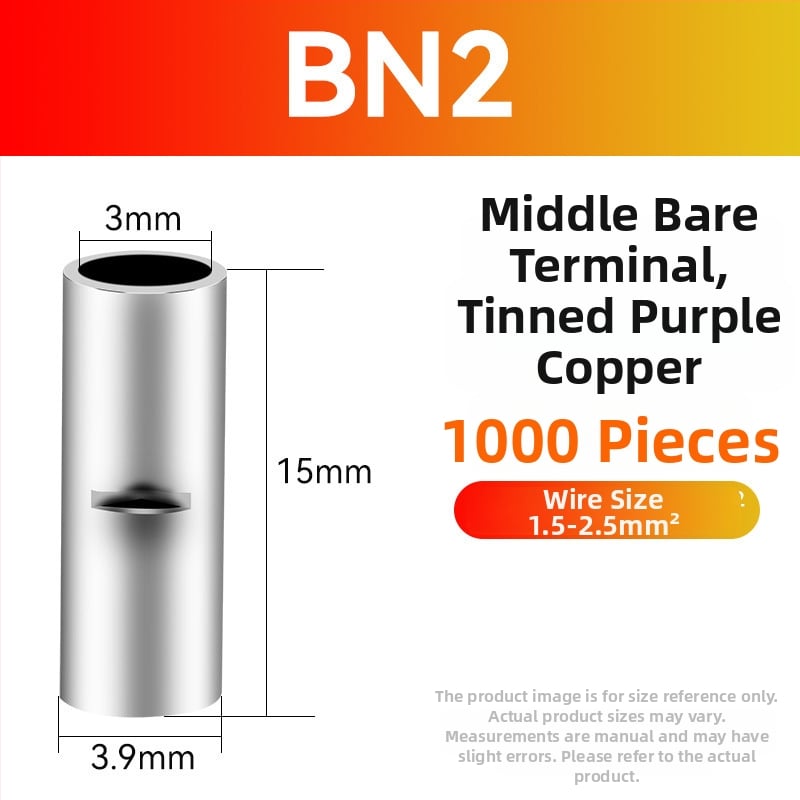 BN meďný krimpovací spoj – holý terminál a medzitýmový meďový spoj (Séria BN, 0,5–70)