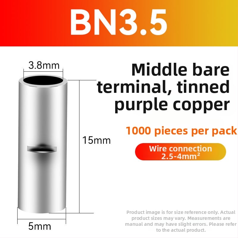 BN meďný krimpovací spoj – holý terminál a medzitýmový meďový spoj (Séria BN, 0,5–70)