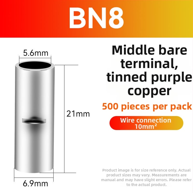 BN meďný krimpovací spoj – holý terminál a medzitýmový meďový spoj (Séria BN, 0,5–70)