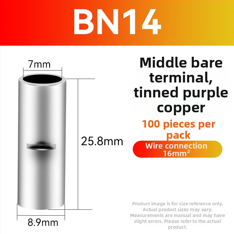 BN meďný krimpovací spoj – holý terminál a medzitýmový meďový spoj (Séria BN, 0,5–70)