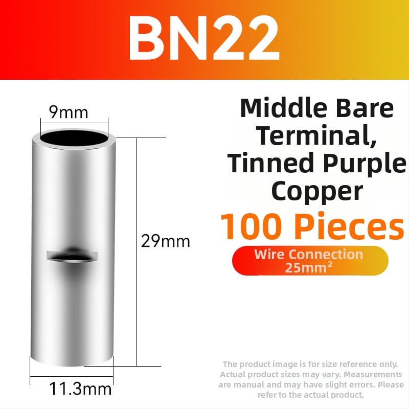 BN meďný krimpovací spoj – holý terminál a medzitýmový meďový spoj (Séria BN, 0,5–70)