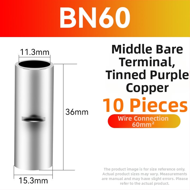 BN meďný krimpovací spoj – holý terminál a medzitýmový meďový spoj (Séria BN, 0,5–70)