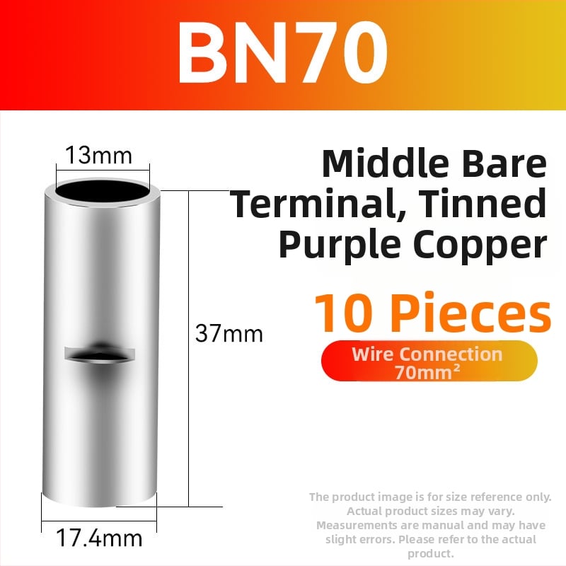 BN meďný krimpovací spoj – holý terminál a medzitýmový meďový spoj (Séria BN, 0,5–70)