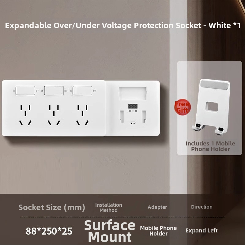 Virtuves paplašinātājs ar paplašinātu aizsardzību pret pārspriegumu un zemspriegumu, sienas uzstādīšanai, 10 A, 220 V, vadīšanas ķermenis no tin-fosfora bronzas, 3C sertifikāts (sertifikāta nr. 2023010202578255)