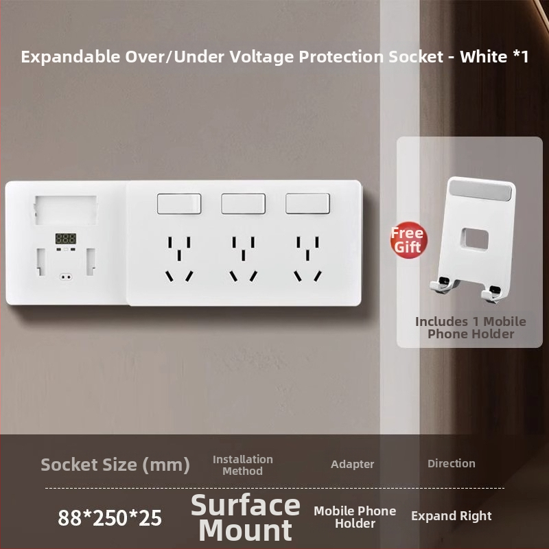 Virtuves paplašinātājs ar paplašinātu aizsardzību pret pārspriegumu un zemspriegumu, sienas uzstādīšanai, 10 A, 220 V, vadīšanas ķermenis no tin-fosfora bronzas, 3C sertifikāts (sertifikāta nr. 2023010202578255)