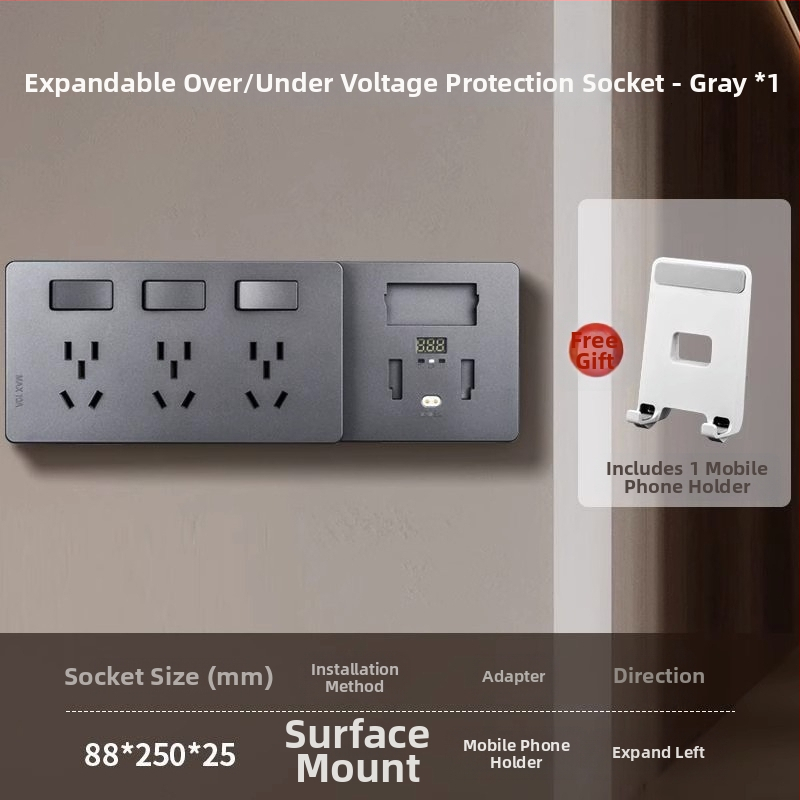 Virtuves paplašinātājs ar paplašinātu aizsardzību pret pārspriegumu un zemspriegumu, sienas uzstādīšanai, 10 A, 220 V, vadīšanas ķermenis no tin-fosfora bronzas, 3C sertifikāts (sertifikāta nr. 2023010202578255)