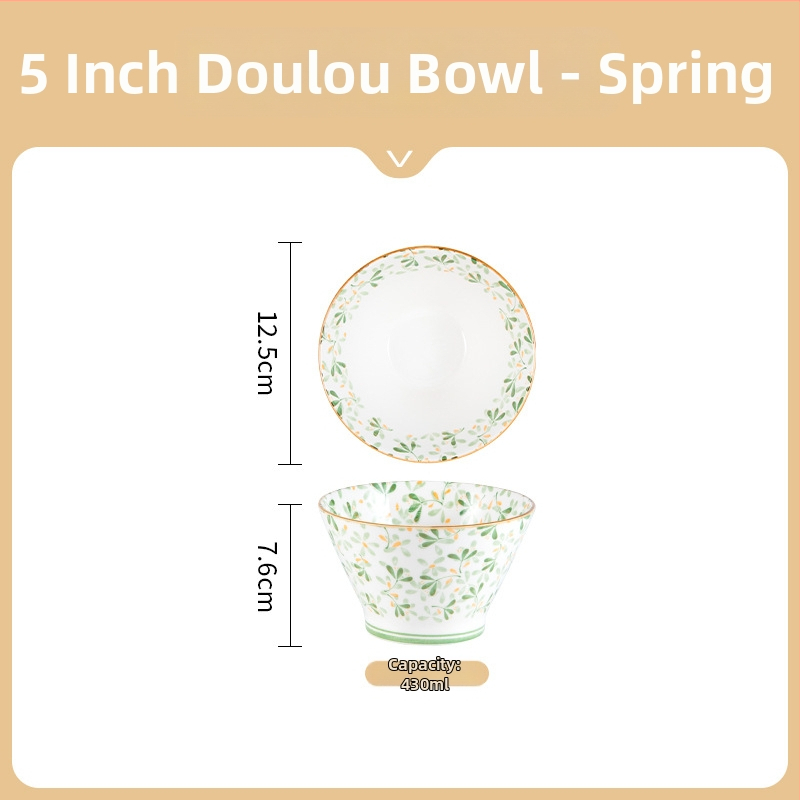 Rýžová misa v japonskom štýle, keramická misa, okrúhla, s kvetinovým vzorom pod glazúrou, vhodná do mikrovlnky