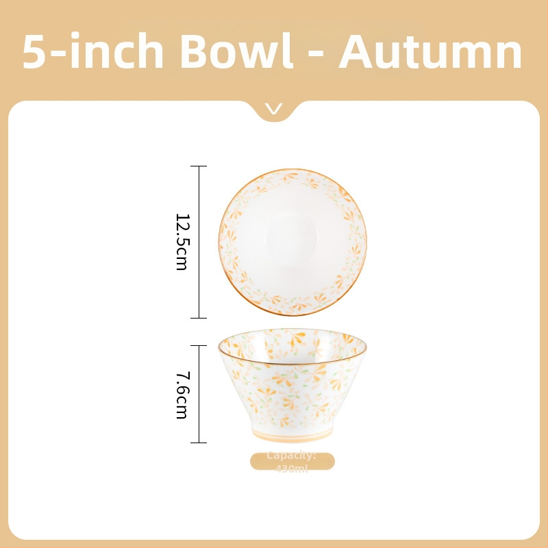 Rýžová misa v japonskom štýle, keramická misa, okrúhla, s kvetinovým vzorom pod glazúrou, vhodná do mikrovlnky