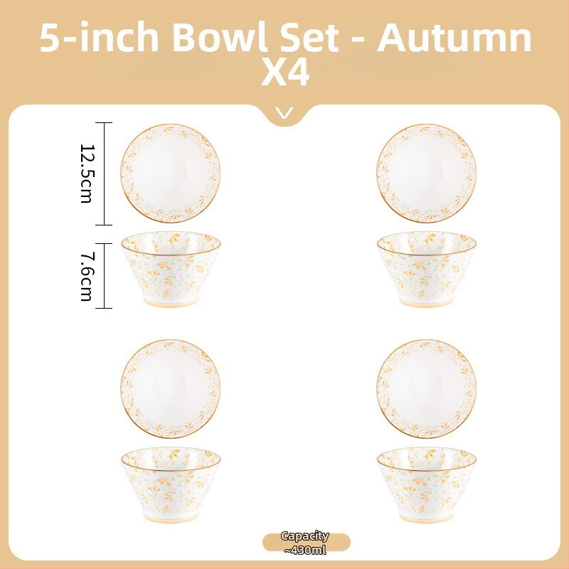 Rýžová misa v japonskom štýle, keramická misa, okrúhla, s kvetinovým vzorom pod glazúrou, vhodná do mikrovlnky