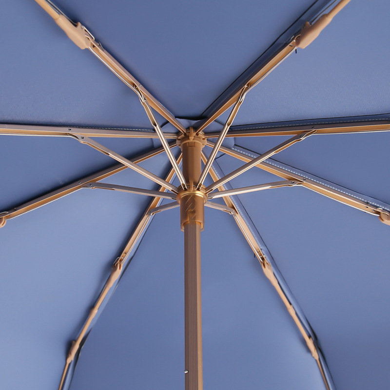 Слънчев чадър с три секции и двойно покритие, плат 210T, 8 ребра, алуминиев прът, ръчно отваряне/затваряне, UPF50+