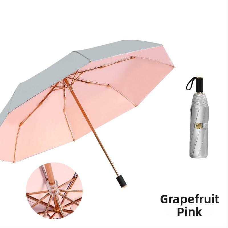 Слънчев чадър с три секции и двойно покритие, плат 210T, 8 ребра, алуминиев прът, ръчно отваряне/затваряне, UPF50+