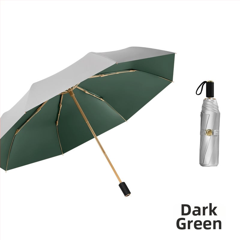 Слънчев чадър с три секции и двойно покритие, плат 210T, 8 ребра, алуминиев прът, ръчно отваряне/затваряне, UPF50+