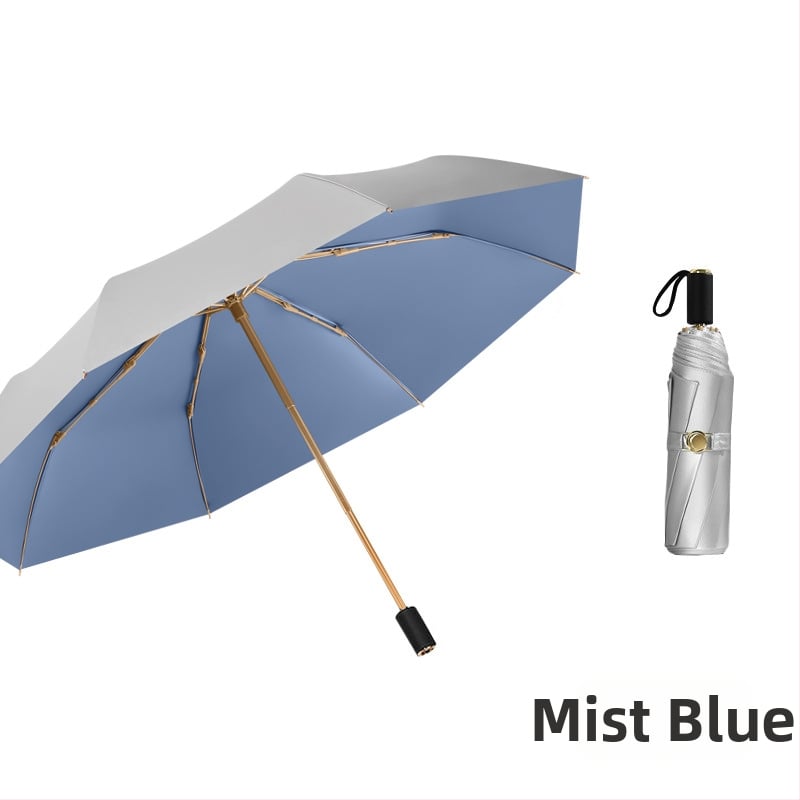 Слънчев чадър с три секции и двойно покритие, плат 210T, 8 ребра, алуминиев прът, ръчно отваряне/затваряне, UPF50+