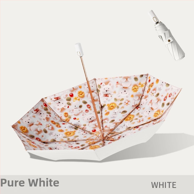 Слънчев чадър с три секции и двойно покритие, плат 210T, 8 ребра, алуминиев прът, ръчно отваряне/затваряне, UPF50+