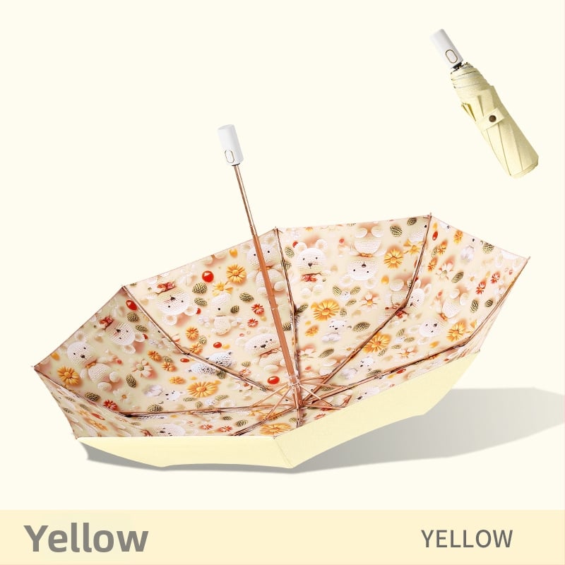 Слънчев чадър с три секции и двойно покритие, плат 210T, 8 ребра, алуминиев прът, ръчно отваряне/затваряне, UPF50+