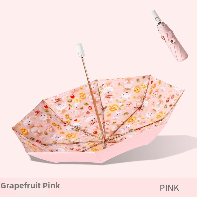 Слънчев чадър с три секции и двойно покритие, плат 210T, 8 ребра, алуминиев прът, ръчно отваряне/затваряне, UPF50+