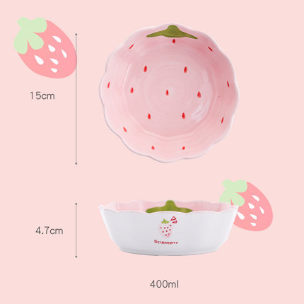 Sada porcelánových misiek a tanierov s jahodovým vzorom, kruhový tvar, vhodné do mikrovlnnej rúry, pod glazúrou