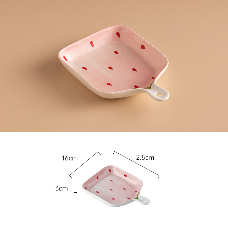 Sada porcelánových misiek a tanierov s jahodovým vzorom, kruhový tvar, vhodné do mikrovlnnej rúry, pod glazúrou