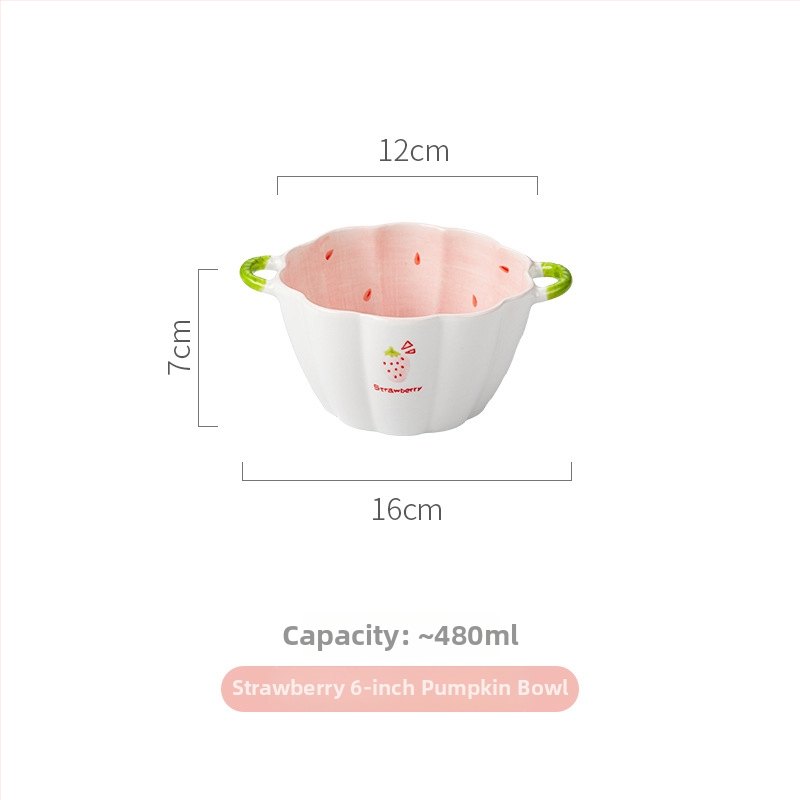 Sada porcelánových misiek a tanierov s jahodovým vzorom, kruhový tvar, vhodné do mikrovlnnej rúry, pod glazúrou