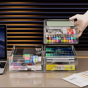 Libistatav hoiukarp kosmeetika ja laua jaoks – PET materjal, kaas, kokkupandav, läbipaistev pind, lauaorganisaator