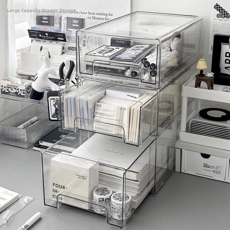 Libistatav hoiukarp kosmeetika ja laua jaoks – PET materjal, kaas, kokkupandav, läbipaistev pind, lauaorganisaator